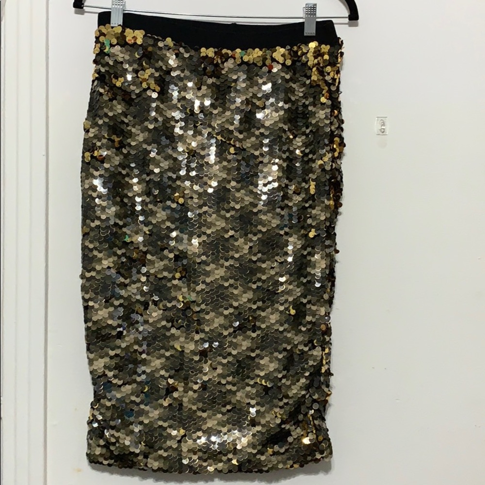 Gold Sequin Pencil Skirt